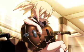 听音乐弹吉他的动漫女生图片