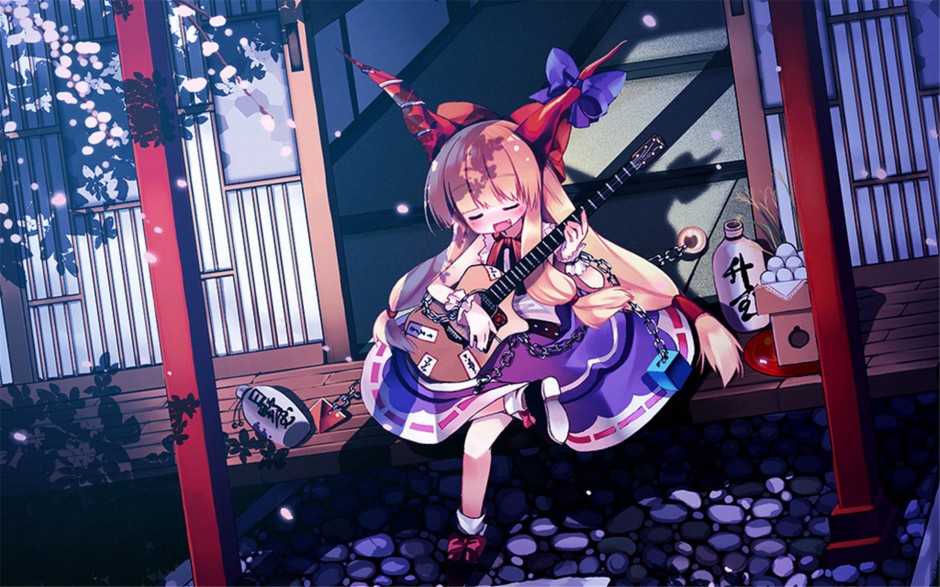 听音乐弹吉他的动漫女生图片