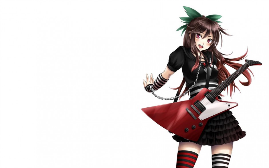 听音乐弹吉他的动漫女生图片