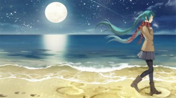 世上最可爱的清纯海边漫步少女动漫图片