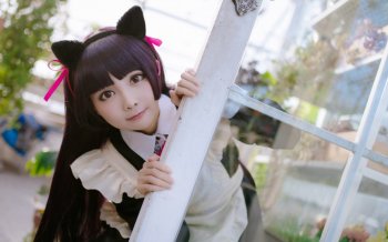 动漫图片萌妹子cos五更琉璃黑猫素材