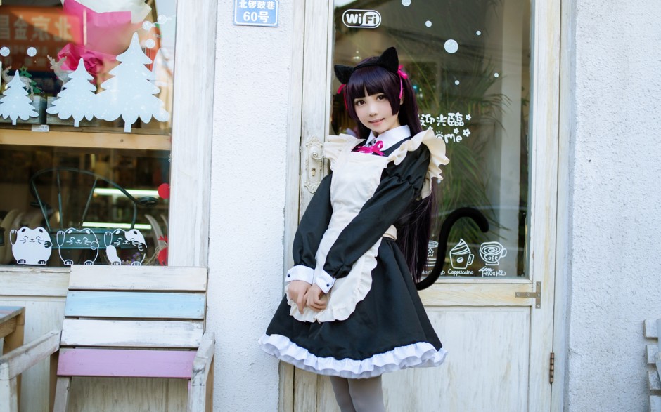 动漫图片萌妹子cos五更琉璃黑猫素材