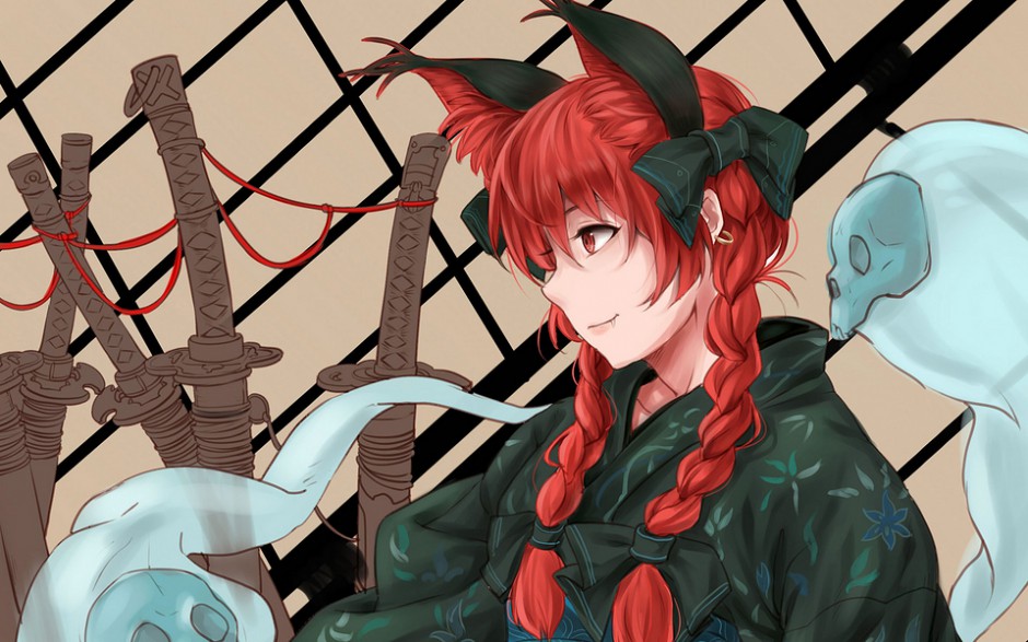 动漫《东方地灵殿》图片女生唯美红色头发