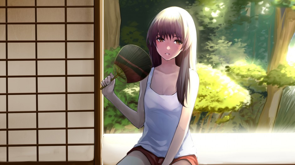 日本动漫里的美女拿扇子图片