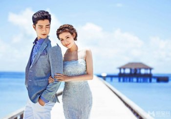 袁成杰携妻陈芊芊时尚甜蜜婚纱照