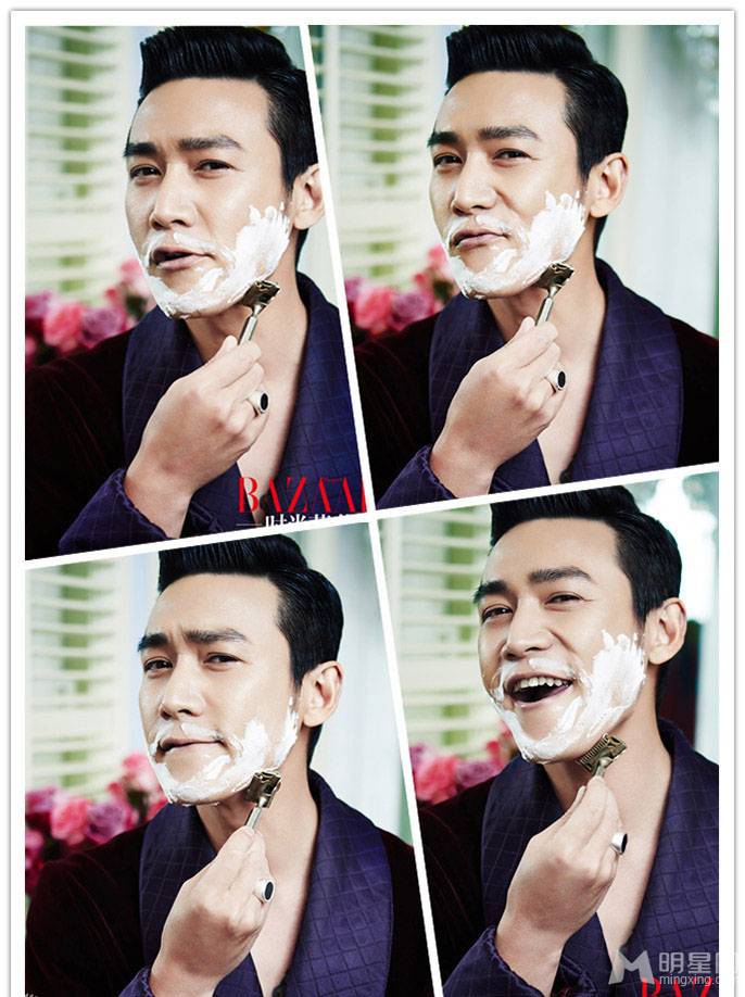 男神陆毅剃须四连拍家居写真照