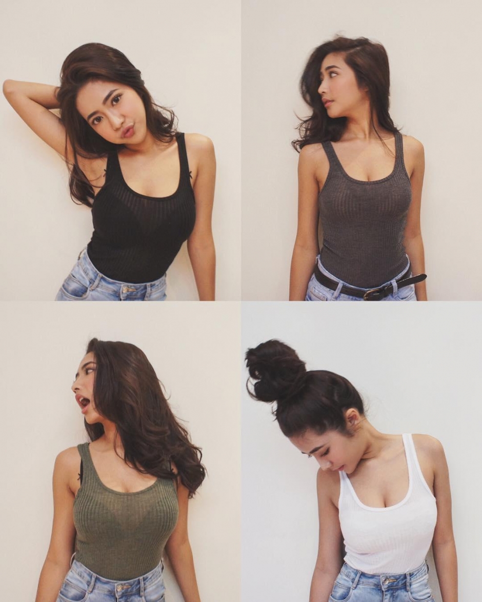 傲人上围丰满混血台妹性感背心诱人私房照