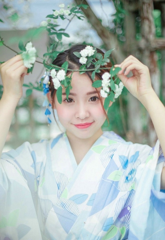 甜美和服少女迷人娇巧户外小清新写真