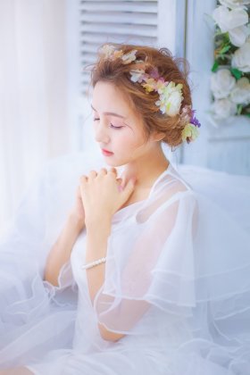 白纱裙唯美写真美女朦胧惬意温婉恬静私房照