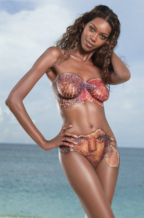 欧美超逼真人体彩绘艺术写真