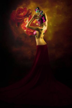 古典美女人体彩绘艺术写真