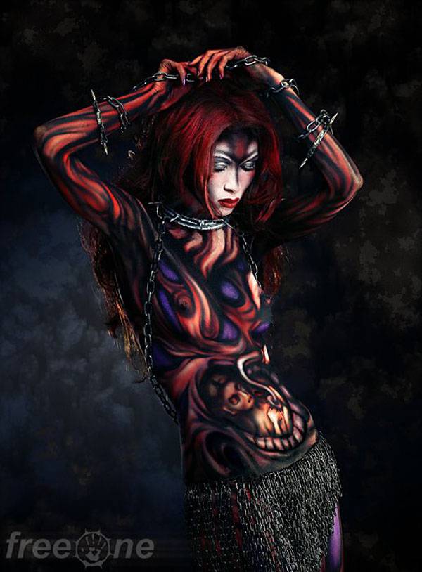 性感西方美女人体彩绘写真