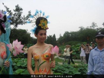 印度模特荷花节人体彩绘写真
