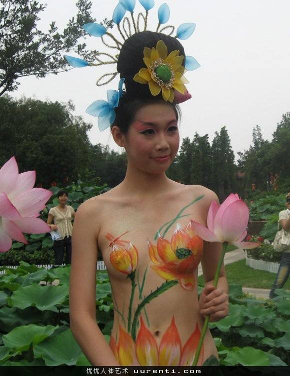 印度模特荷花节人体彩绘写真