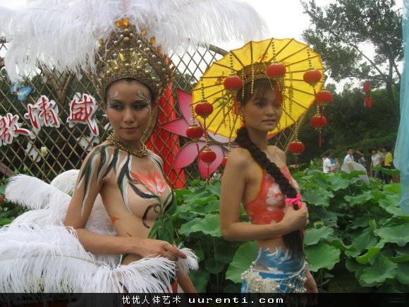 印度模特荷花节人体彩绘写真