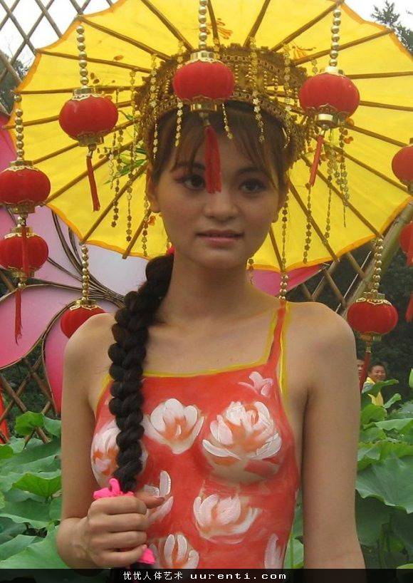 印度模特荷花节人体彩绘写真