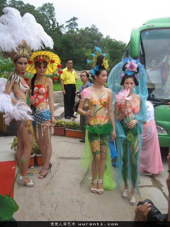 印度模特荷花节人体彩绘写真