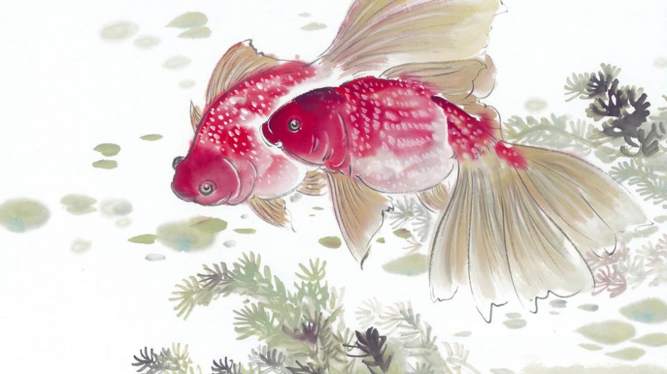 水墨鱼儿桌面壁纸