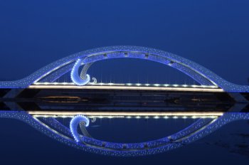 流光溢彩桥唯美倒影图片