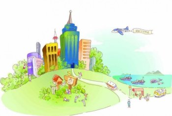 童真小孩唯美城市漫画图片