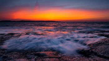 唯美海上日落风景图片电脑桌面壁纸