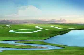 山川河流唯美绿色风景图片