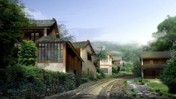 梦幻意境中国农村木屋图片