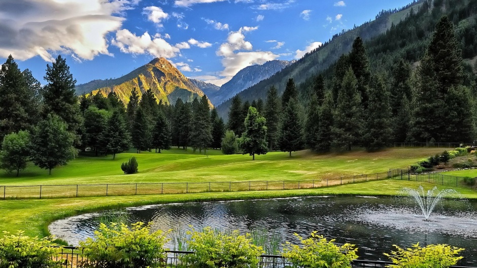山清水秀绿色自然风景摄影图片