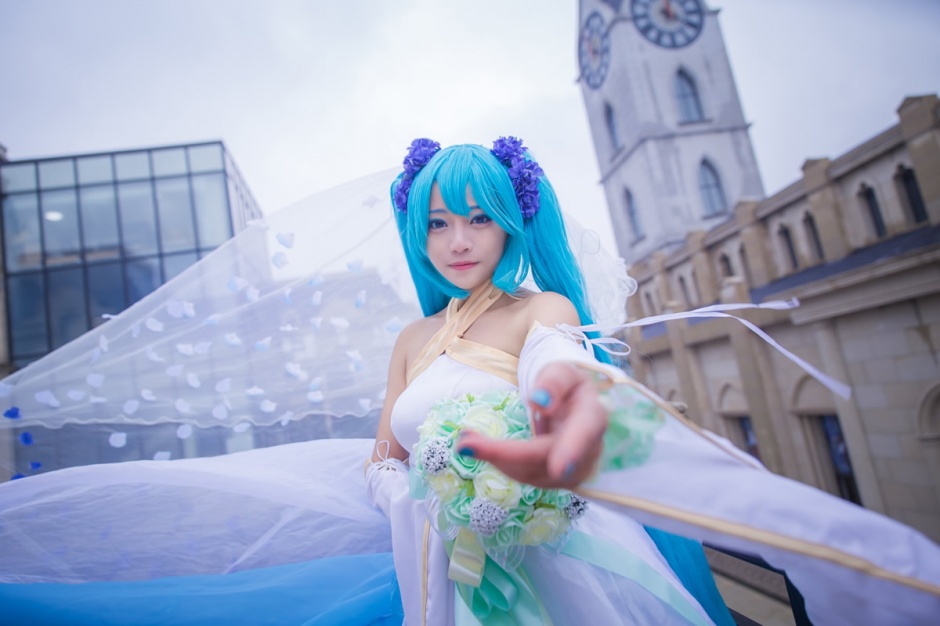 Miku花嫁cosplay美女图片