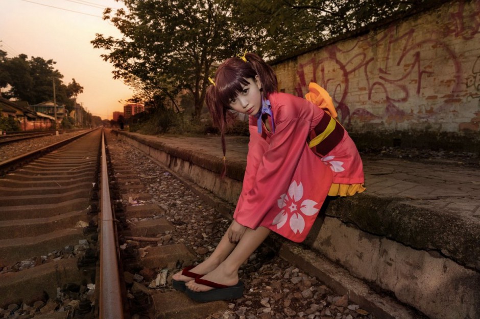 双马尾萌妹cosplay美女壁纸