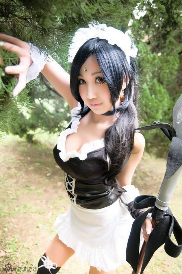 日本辣妹黑猫女仆装cos图片