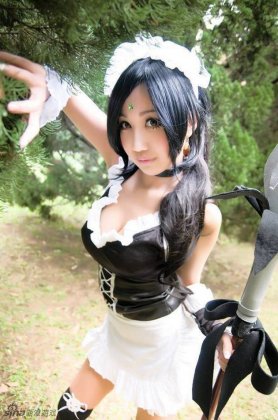 日本辣妹黑猫女仆装cos图片