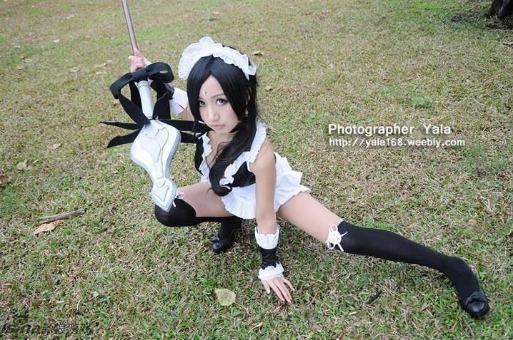 日本辣妹黑猫女仆装cos图片