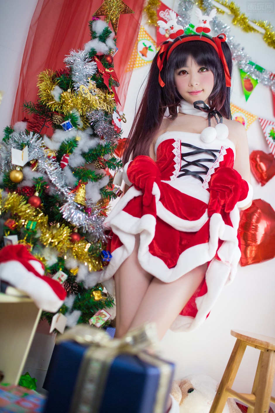 时崎狂三cosplay福利圣诞装美图