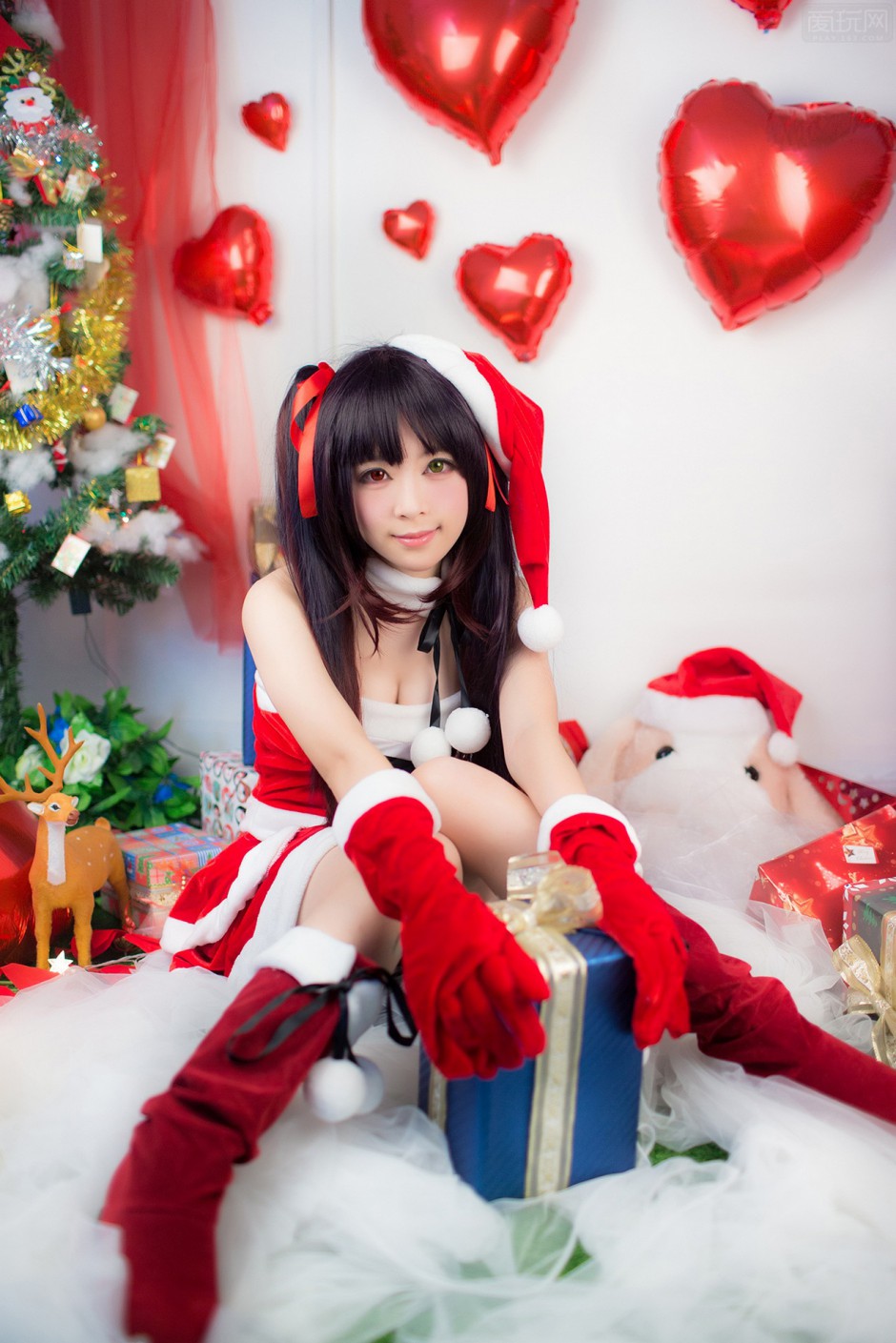 时崎狂三cosplay福利圣诞装美图