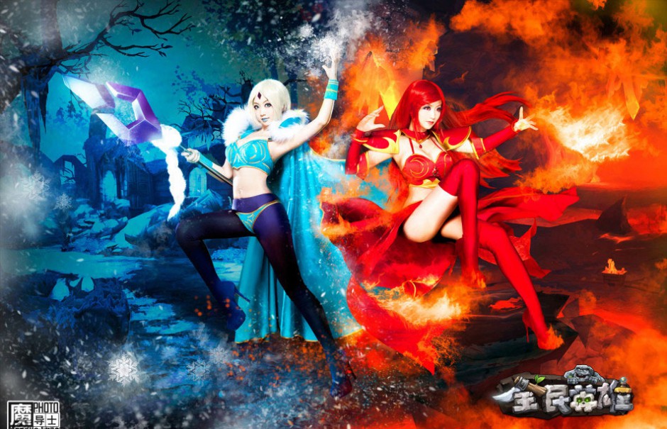 冰火双生美女性感cosplay高清图