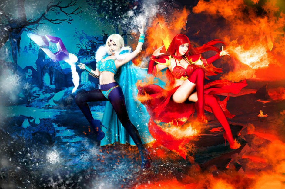 dota2冰女火女cosplay高清大图
