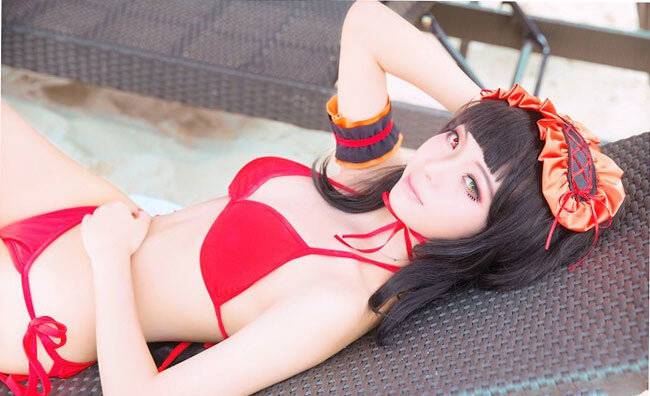 可爱女生海滩cosplay图片泳装