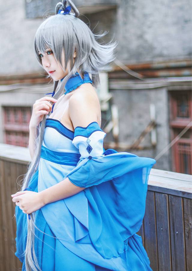 古风蓝衣唯美cos图片女