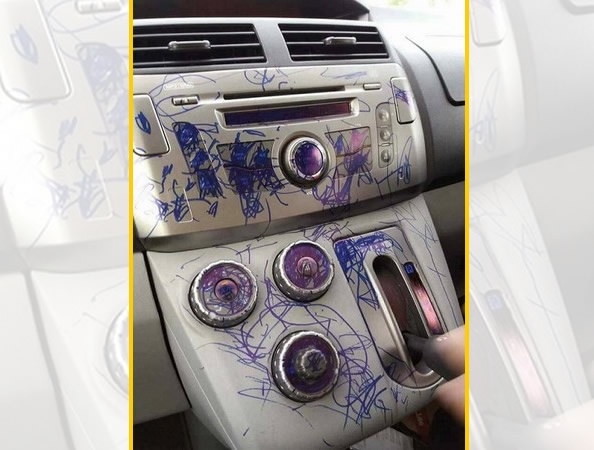 搞笑趣味图片 暑假作业画爸爸的车