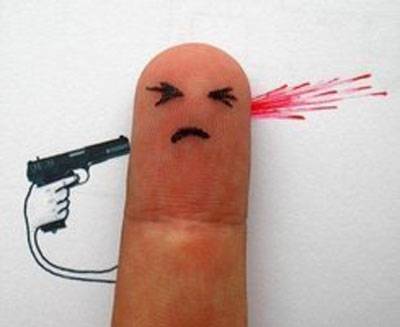 手指搞怪图片之自杀