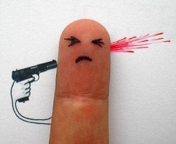 手指搞怪图片之自杀