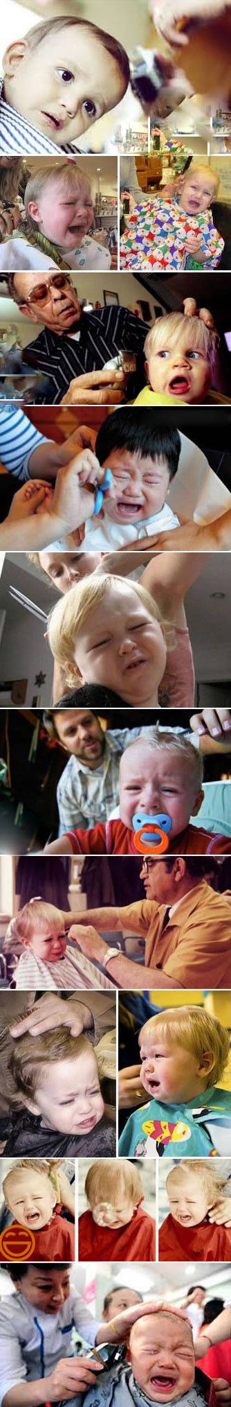 恶搞儿童图片之我不要理发