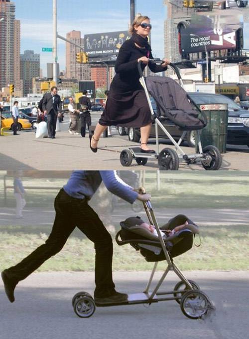 ps恶搞图片之拉风的童车