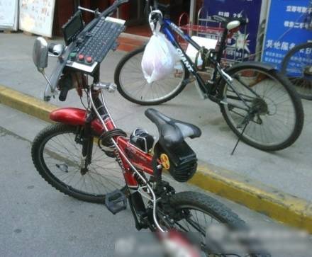关于自行车的搞笑图片之高科技