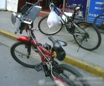 关于自行车的搞笑图片之高科技