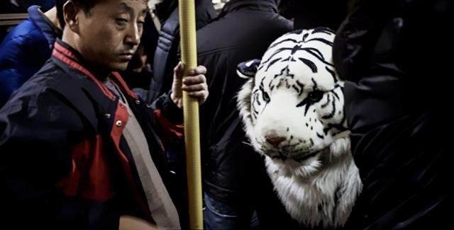 直击北京地铁女子被挤翻白眼，躲在提示板后面默默哭泣