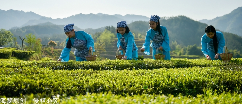 英山茶叶香，姑娘采茶忙