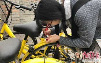 共享单车频遭破坏 90后女生手绘修补车牌