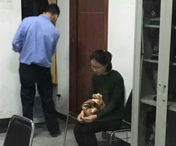 美女塞毛毯扮“孕妇”跪街乞讨 网友发图揭穿骗局